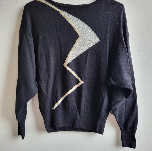 80's Vintage Knit with a zig zag shape in silver with a gold edge-St Michael- - Picture 2 of 8
